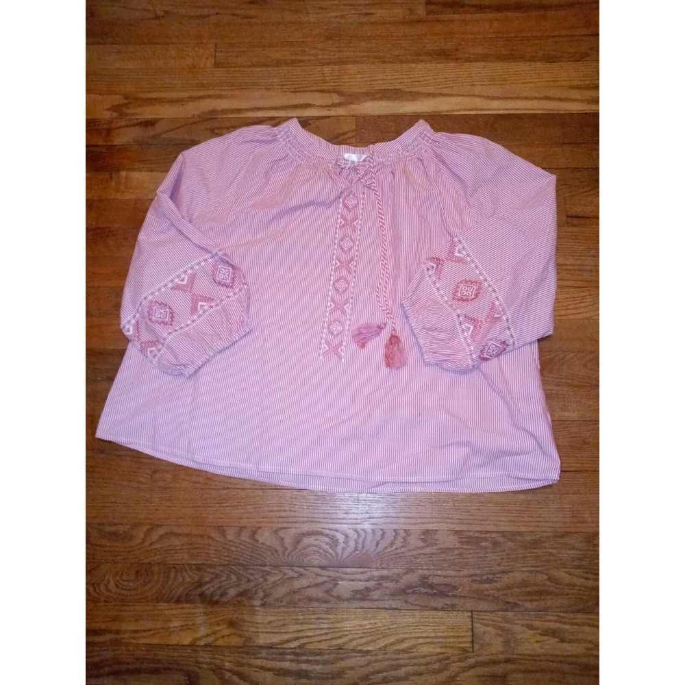 Time And True Pink. With White Embroidery Blouse Size X XXL 100 0/0 Cotton...